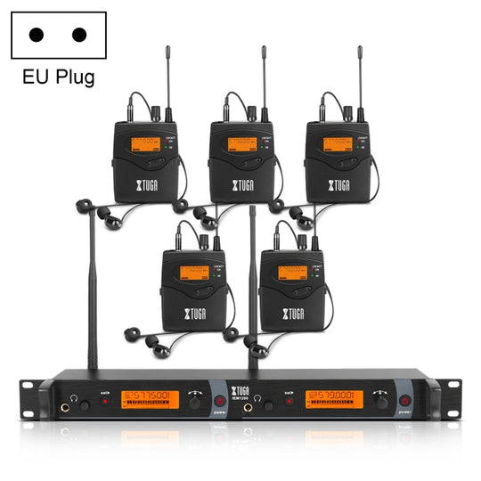 XTUGA IEM1200 Wireless Transmitter 5 Bodypack Stage Singer In-Ear Monitor System(EU Plug)