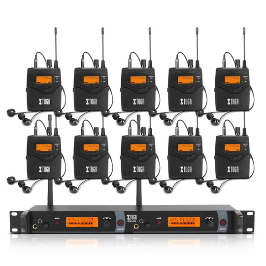 XTUGA IEM1200 Wireless Transmitter 10 Bodypack Stage Singer In-Ear Monitor System (AU Plug)