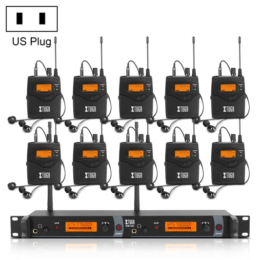 XTUGA IEM1200 Wireless Transmitter 10 Bodypack Stage Singer In-Ear Monitor System(US Plug) - Microphone by XTUGA | Online Shopping UK | buy2fix