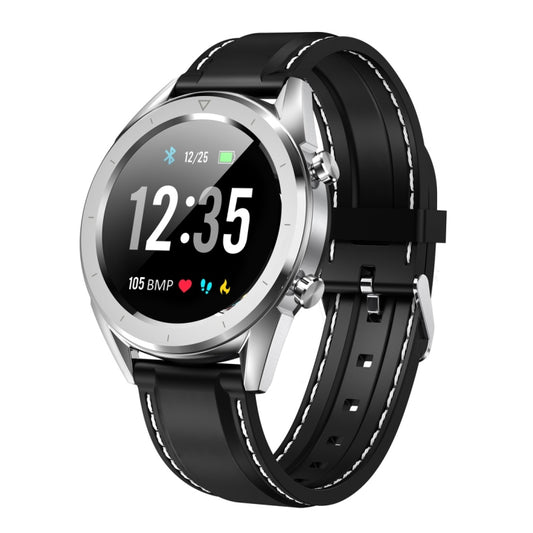 DT28 1.54inch IP68 Waterproof Silicone Strap Smartwatch Bluetooth 4.2, Support Incoming Call Reminder / Blood Pressure Monitoring / Watch Payment(Black Silver) by buy2fix