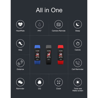 TLW B6 Fitness Tracker 0.96 inch TFT Screen Wristband Smart Bracelet, IP67 Waterproof, Support Sports Mode / Continuous Heart Rate Monitor / Sleep Monitor / Information Reminder(Black) by buy2fix