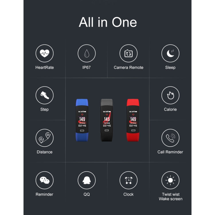 TLW B6 Fitness Tracker 0.96 inch TFT Screen Wristband Smart Bracelet, IP67 Waterproof, Support Sports Mode / Continuous Heart Rate Monitor / Sleep Monitor / Information Reminder(Red) by buy2fix