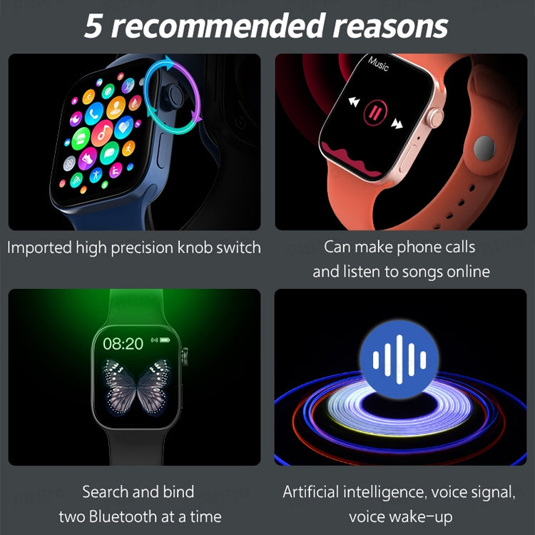 T500+MAX 1.69 inch HD Screen Smart Wristband, Support Bluetooth Calling/Heart Rate Monitoring (Blue) by buy2fix