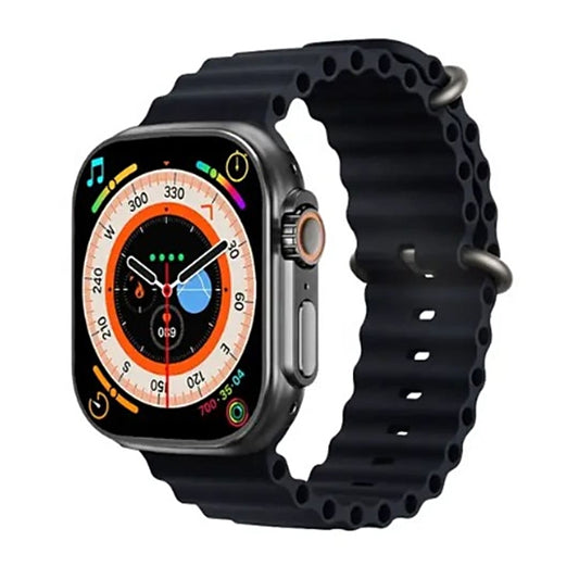 T800 Ultra 1.99 inch Ocean Silicone Band Smart Watch Support Heart Rate / ECG (Black) by buy2fix