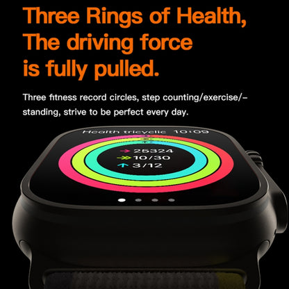 T800 Ultra 1.99 inch Ocean Silicone Band Smart Watch Support Heart Rate / ECG (Black) by buy2fix