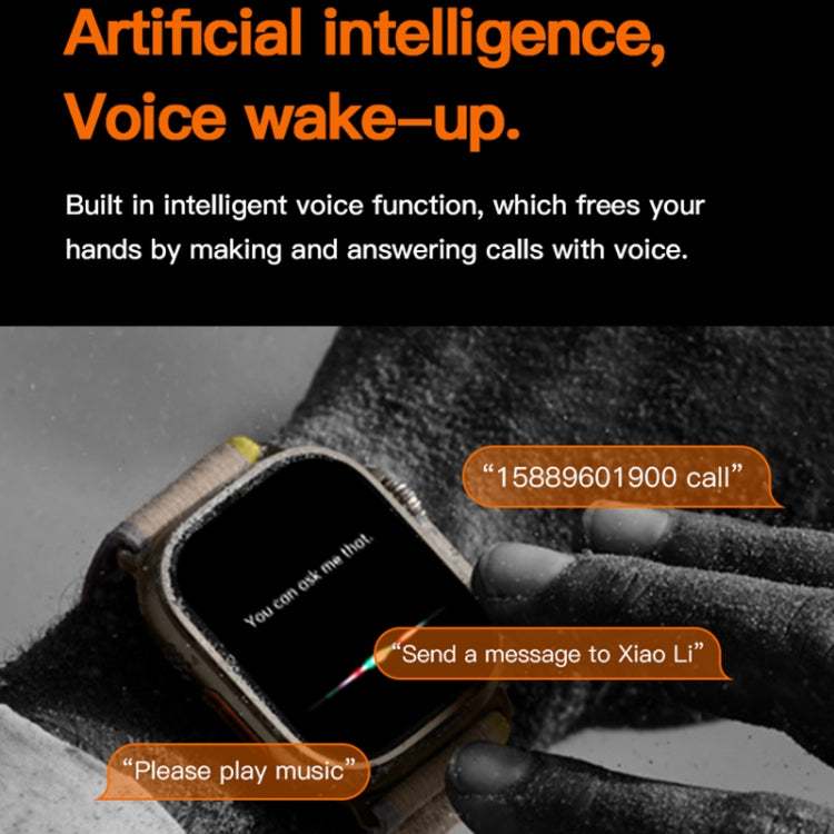 T800 Ultra 1.99 inch Ocean Silicone Band Smart Watch Support Heart Rate / ECG (Black) by buy2fix