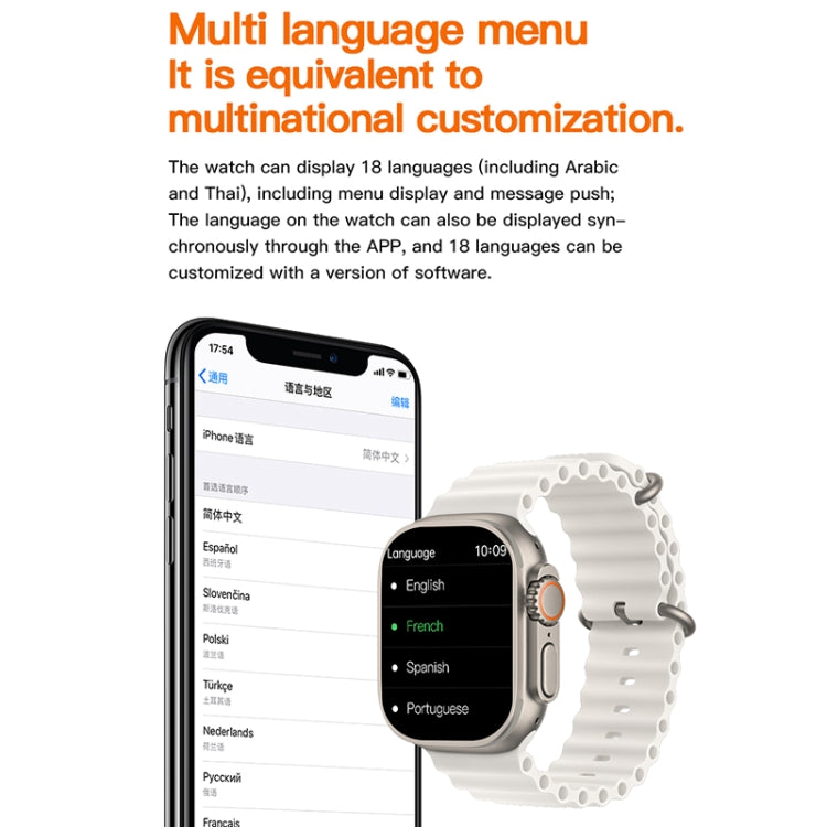 T800 Ultra 1.99 inch Ocean Silicone Band Smart Watch Support Heart Rate / ECG (Black) by buy2fix