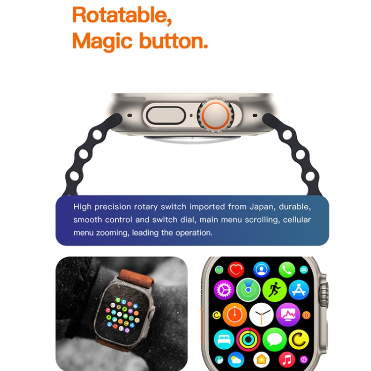 T800 Ultra 1.99 inch Ocean Silicone Band Smart Watch Support Heart Rate / ECG (Black) by buy2fix