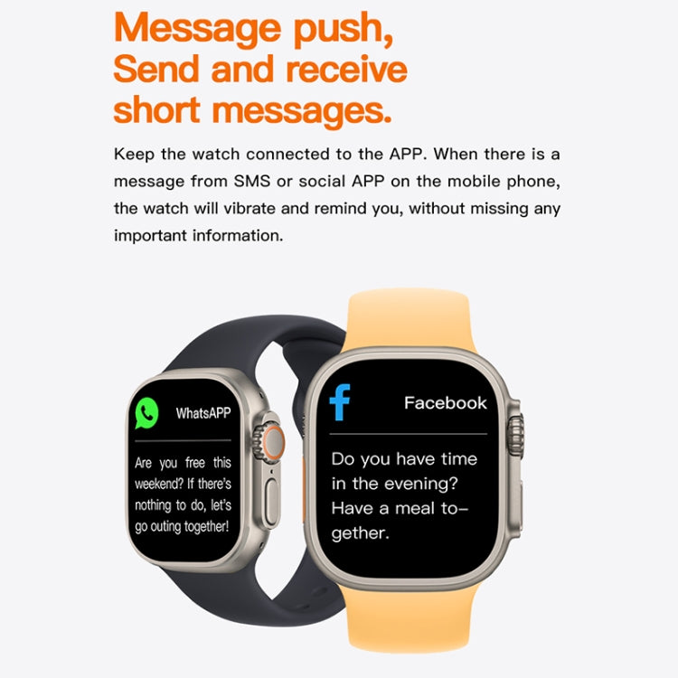 T800 Ultra 1.99 inch Ocean Silicone Band Smart Watch Support Heart Rate / ECG (Black) by buy2fix