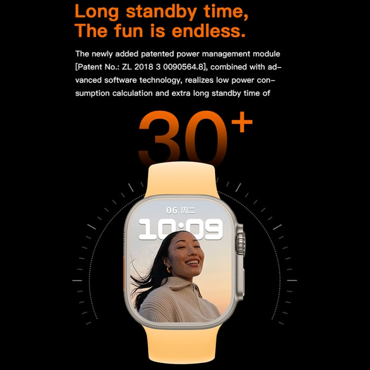 T800 Ultra 1.99 inch Ocean Silicone Band Smart Watch Support Heart Rate / ECG (Black) by buy2fix