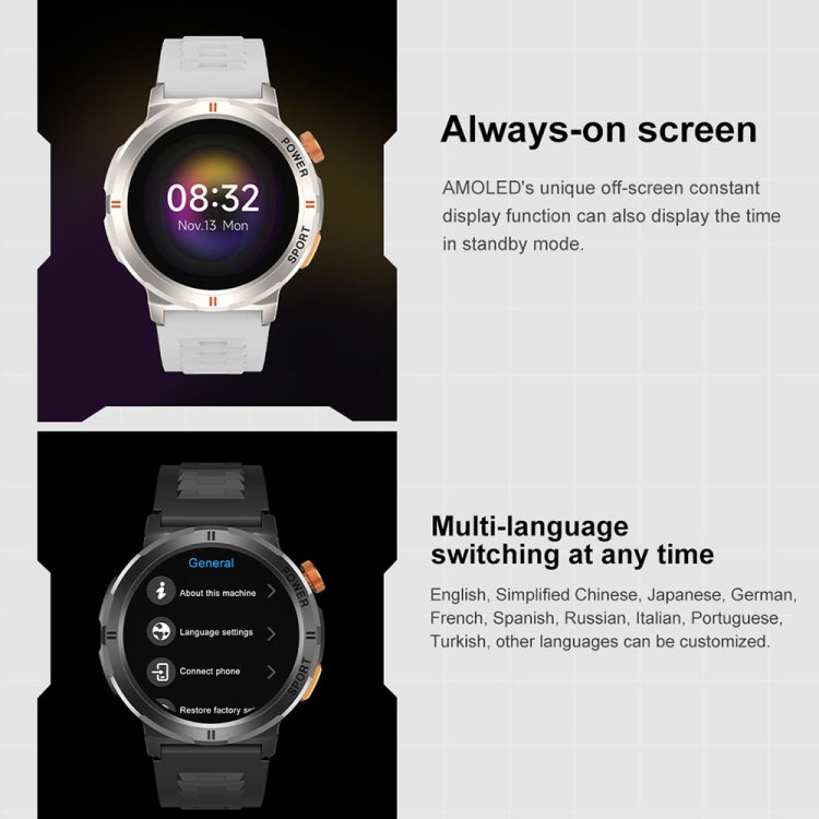 M52 1.43 inch Screen IP68 Waterproof Smart Watch, Support Bluetooth Call / Heart Rate (Tarnish) by buy2fix