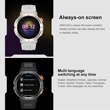 M52 1.43 inch Screen IP68 Waterproof Smart Watch, Support Bluetooth Call / Heart Rate (Silver) by buy2fix