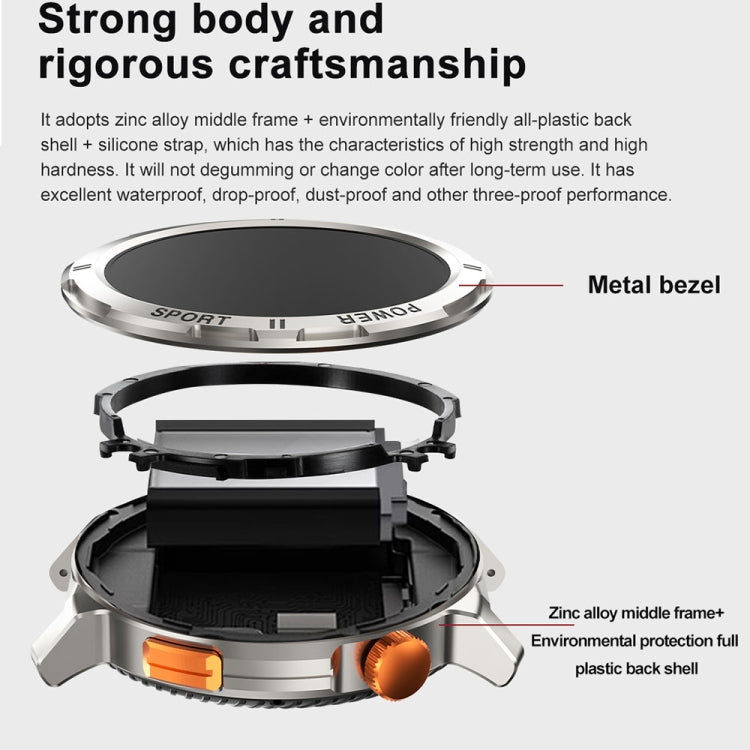 M52 1.43 inch Screen IP68 Waterproof Smart Watch, Support Bluetooth Call / Heart Rate (Silver) by buy2fix