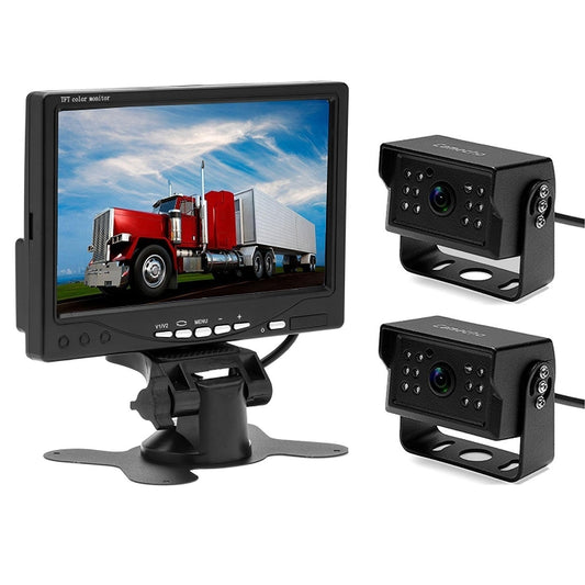 A1510 7 inch HD Car 12 IR Night Vision Rear View Backup Dual Camera Rearview Monitor, with 15m Cable - Rear View Cameras by buy2fix | Online Shopping UK | buy2fix