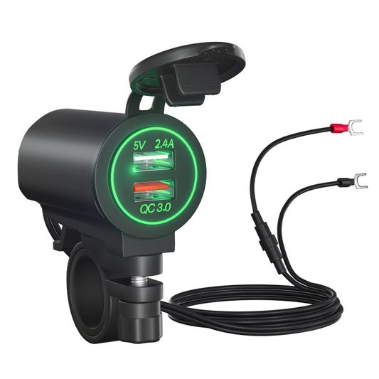 ZH-723F3 Car / Motorcycle QC3.0 Cell Phone Fast Charging Dual USB Car Charger(Green Light) - DIY Modified Charger by buy2fix | Online Shopping UK | buy2fix