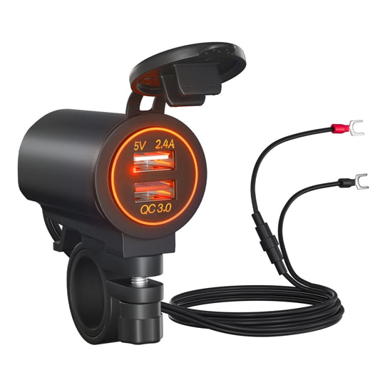 ZH-723F4 Car / Motorcycle QC3.0 Cell Phone Fast Charging Dual USB Car Charger(Orange Light) - DIY Modified Charger by buy2fix | Online Shopping UK | buy2fix