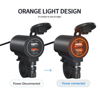 ZH-723F4 Car / Motorcycle QC3.0 Cell Phone Fast Charging Dual USB Car Charger(Orange Light) - DIY Modified Charger by buy2fix | Online Shopping UK | buy2fix