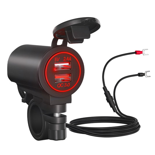 ZH-723F2 Car / Motorcycle QC3.0 Cell Phone Fast Charging Dual USB Car Charger(Red Light) - DIY Modified Charger by buy2fix | Online Shopping UK | buy2fix