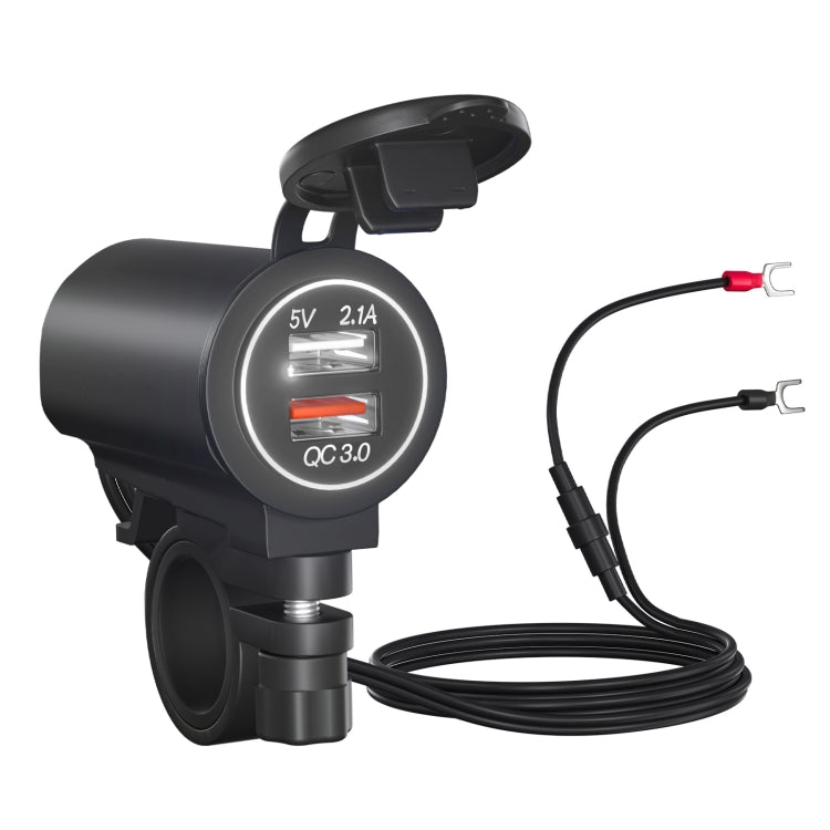 ZH-723F5 Car / Motorcycle QC3.0 Cell Phone Fast Charging Dual USB Car Charger(White Light) - DIY Modified Charger by buy2fix | Online Shopping UK | buy2fix