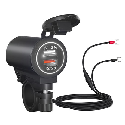 ZH-723F5 Car / Motorcycle QC3.0 Cell Phone Fast Charging Dual USB Car Charger(White Light) - DIY Modified Charger by buy2fix | Online Shopping UK | buy2fix