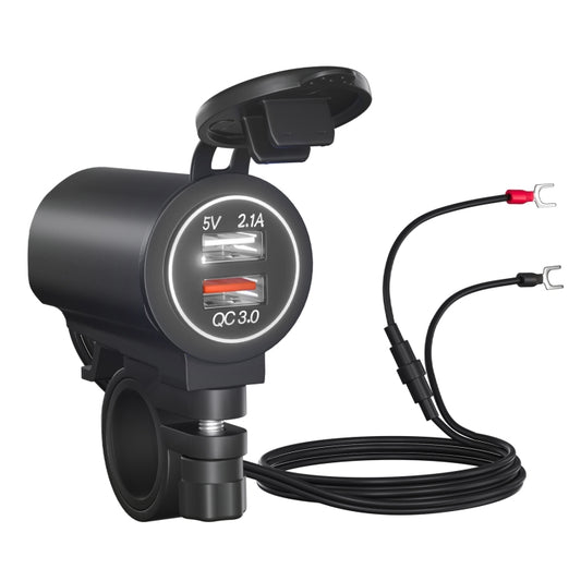 ZH-723F5 Car / Motorcycle QC3.0 Cell Phone Fast Charging Dual USB Car Charger(White Light) - DIY Modified Charger by buy2fix | Online Shopping UK | buy2fix