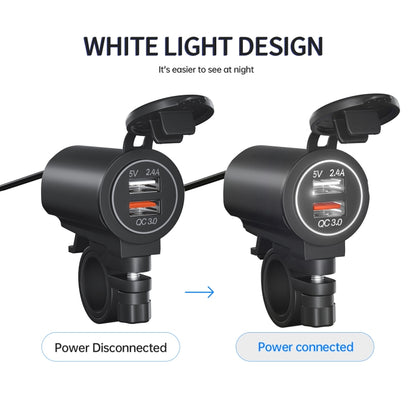 ZH-723F5 Car / Motorcycle QC3.0 Cell Phone Fast Charging Dual USB Car Charger(White Light) - DIY Modified Charger by buy2fix | Online Shopping UK | buy2fix