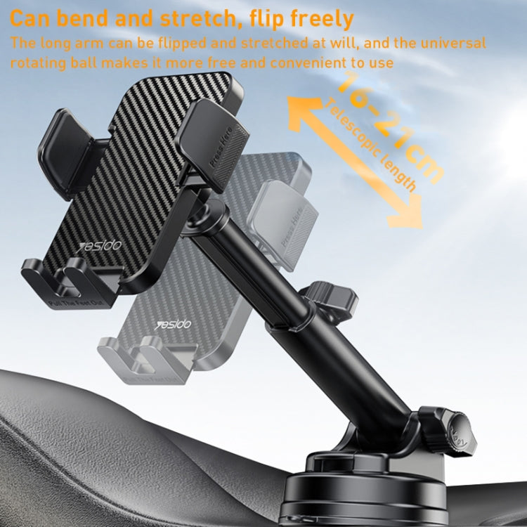 Yesido C173 Suction Cup Type Telescopic Rod Car Phone Holder (Black) - Universal Car Holders by Yesido | Online Shopping UK | buy2fix