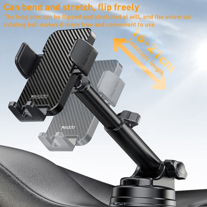 Yesido C173 Suction Cup Type Telescopic Rod Car Phone Holder (Black) - Universal Car Holders by Yesido | Online Shopping UK | buy2fix