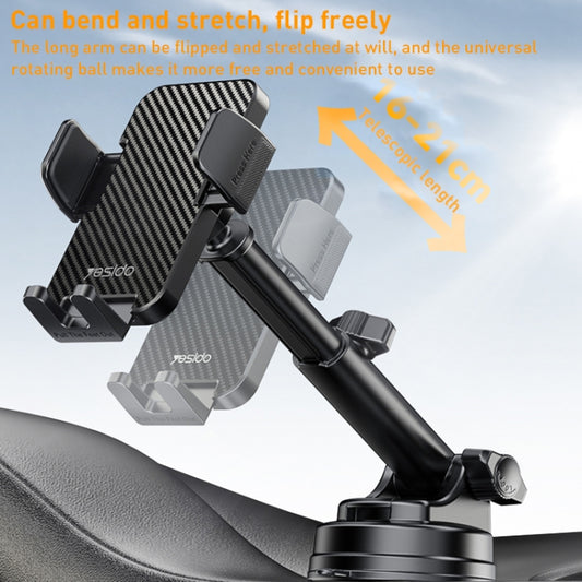 Yesido C173 Suction Cup Type Telescopic Rod Car Phone Holder (Black) - Universal Car Holders by Yesido | Online Shopping UK | buy2fix