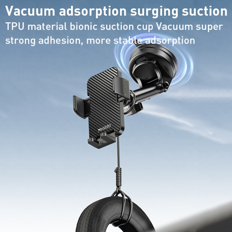 Yesido C173 Suction Cup Type Telescopic Rod Car Phone Holder (Black) - Universal Car Holders by Yesido | Online Shopping UK | buy2fix