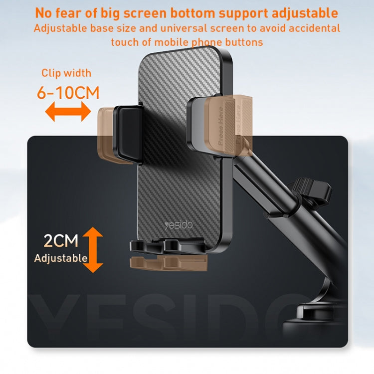Yesido C173 Suction Cup Type Telescopic Rod Car Phone Holder (Black) - Universal Car Holders by Yesido | Online Shopping UK | buy2fix