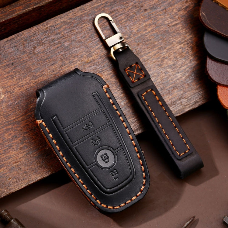 For Ford F-150 4-button C072 Car Key Leather Protective Case (Black) by buy2fix