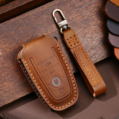 For Ford F-150 4-button C072 Car Key Leather Protective Case (Brown) by buy2fix