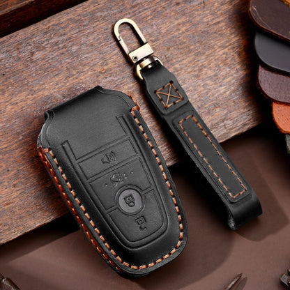 For Ford F-150 4-button C072/1 Car Key Leather Protective Case (Black) by buy2fix