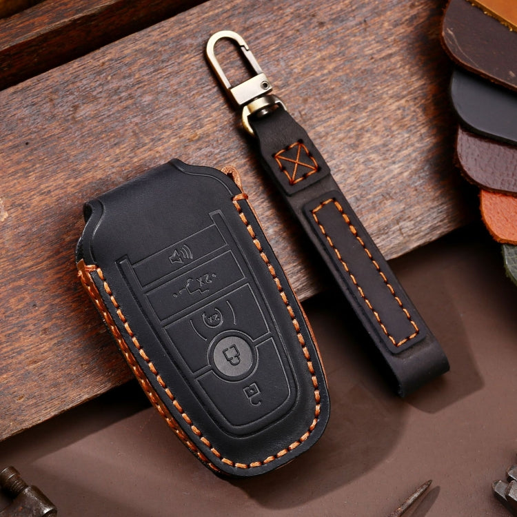 For Ford F-150 5-button C073 Car Key Leather Protective Case (Black) by buy2fix
