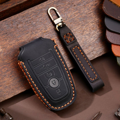 For Ford F-150 5-button C073 Car Key Leather Protective Case (Black) by buy2fix