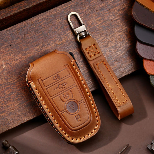 For Ford F-150 5-button C073 Car Key Leather Protective Case (Brown) by buy2fix