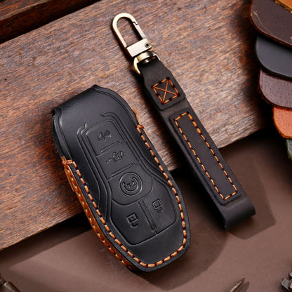 For Ford F-150 3-button C074 Car Key Leather Protective Case (Black) by buy2fix