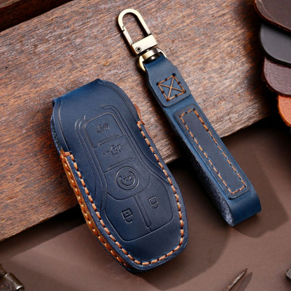 For Ford F-150 3-button C074 Car Key Leather Protective Case (Blue) by buy2fix