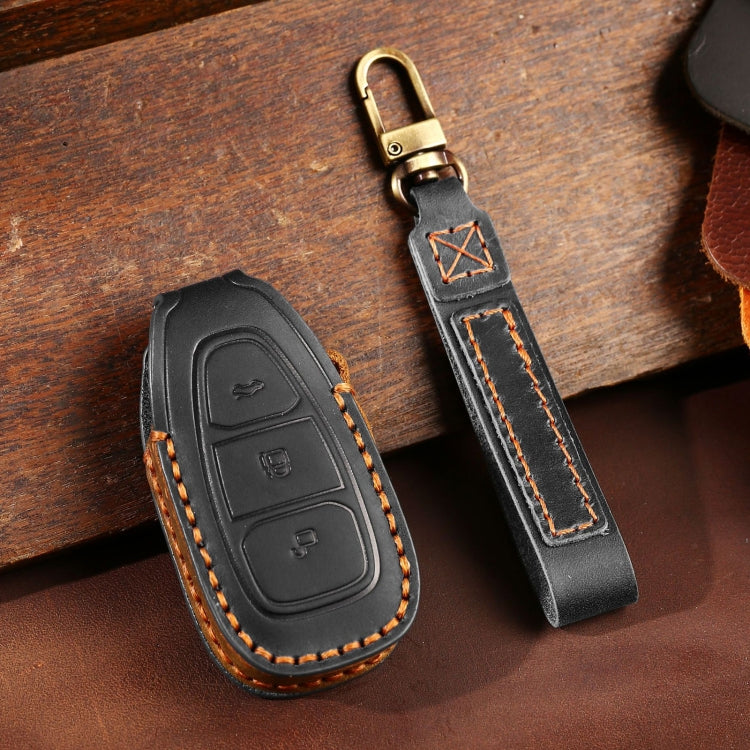 For Ford Focus/Mondeo/Maverick/Explorer/Escort/Edge 2017-2018 C231 Car Key Leather Protective Case (Black) by buy2fix