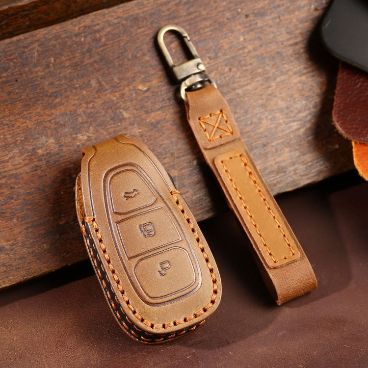 For Ford Focus/Mondeo/Maverick/Explorer/Escort/Edge 2017-2018 C231 Car Key Leather Protective Case (Brown) by buy2fix