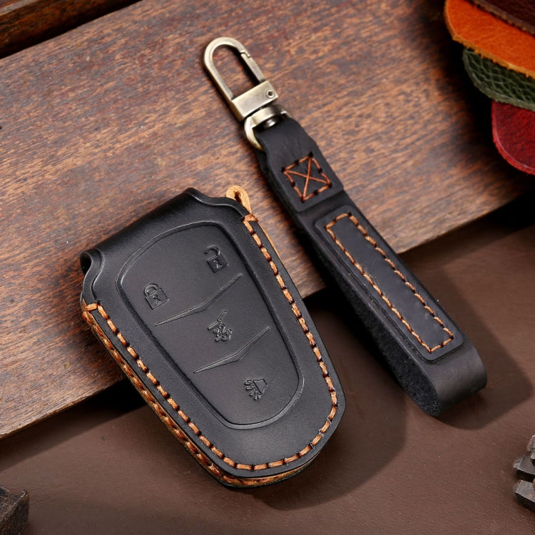 For Cadillac / CT5 / CT6 / XT6 4-button C086 Car Key Leather Protective Case (Black) by buy2fix