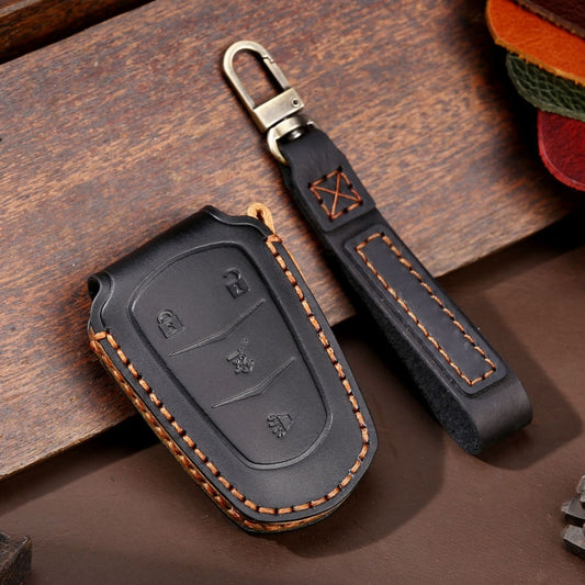 For Cadillac / CT5 / CT6 / XT6 4-button C086 Car Key Leather Protective Case (Black) by buy2fix