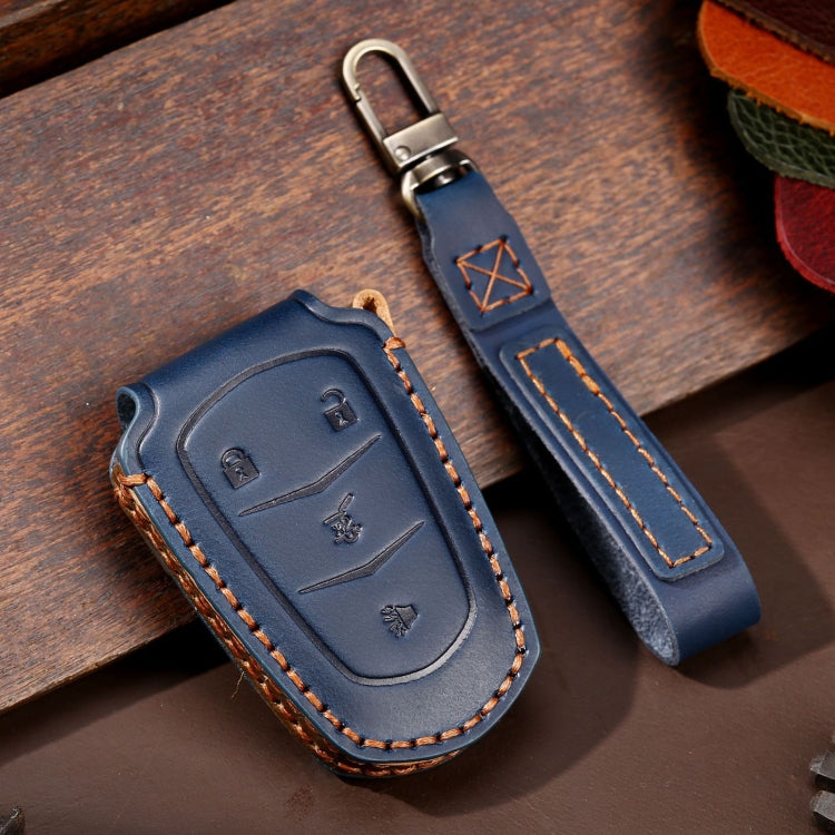 For Cadillac / CT5 / CT6 / XT6 4-button C086 Car Key Leather Protective Case (Blue) by buy2fix
