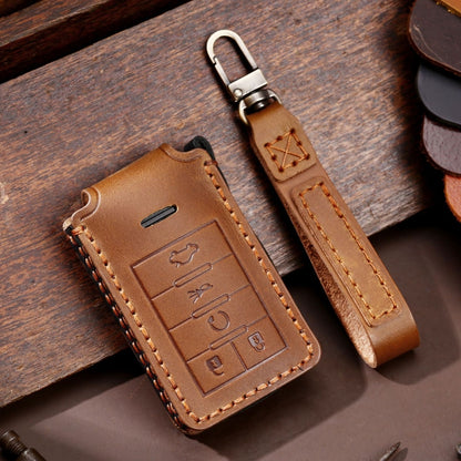 For Cadillac 5-button C091 Car Key Leather Protective Case (Brown) by buy2fix