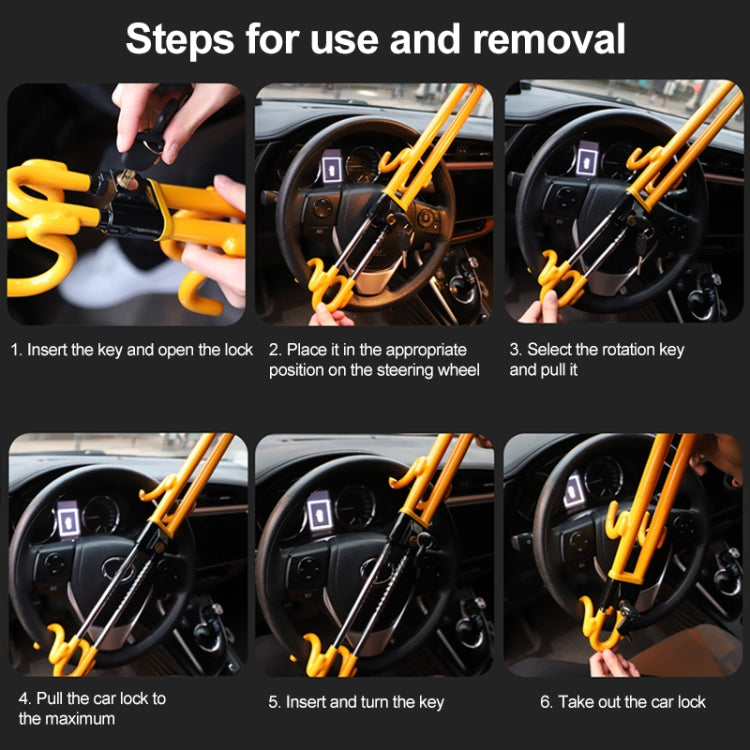 Car Steering Wheel Anti-Theft Lock Retractable Self-Defense Lock (Yellow) by buy2fix