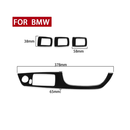 For BMW 3 Series E90/320i/325i 2005-2012 Car Carbon Fiber Right Drive Window Lifting Panel without Folding Key Decorative Sticker, Diameter: 37.8cm - Car Interior Mouldings by buy2fix | Online Shopping UK | buy2fix
