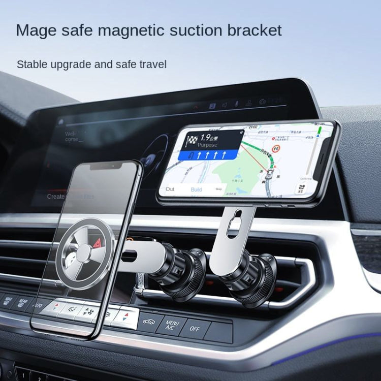 F73 MagSafe Magnetic Suction 360 Degree Rotating Car Phone Holder (Silver) by buy2fix