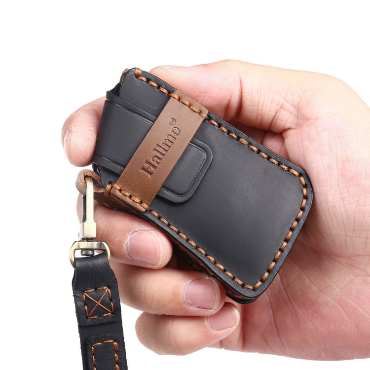 For Lexus 3-button Hallmo Car Cowhide Leather Key Protective Cover Key Case(Brown) by Hallmo