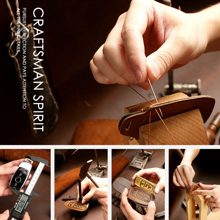 For Lexus 3-button Hallmo Car Cowhide Leather Key Protective Cover Key Case(Brown) by Hallmo